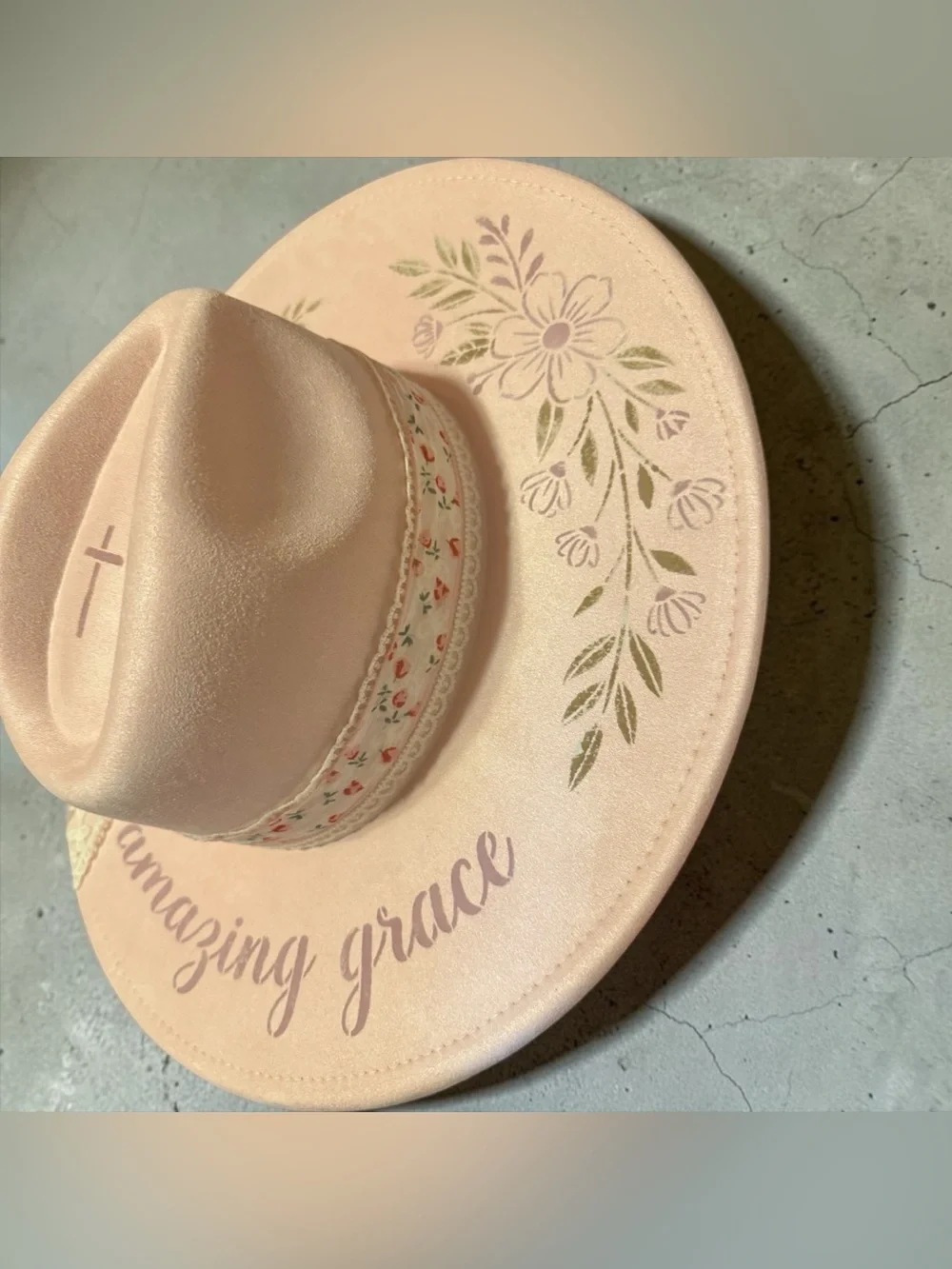 AMAZING GRACE Pink FAUX SUEDE HAT Amazing Grace Collection #01 Granny D Original